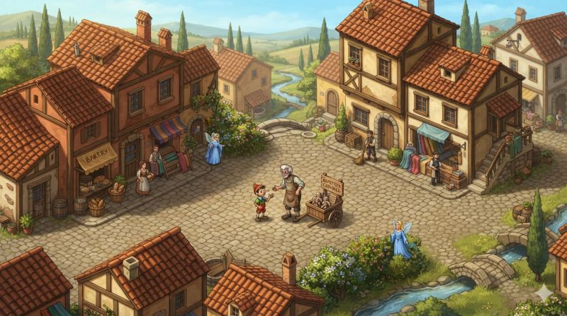 Ilustratie pentru povestea Pinochio